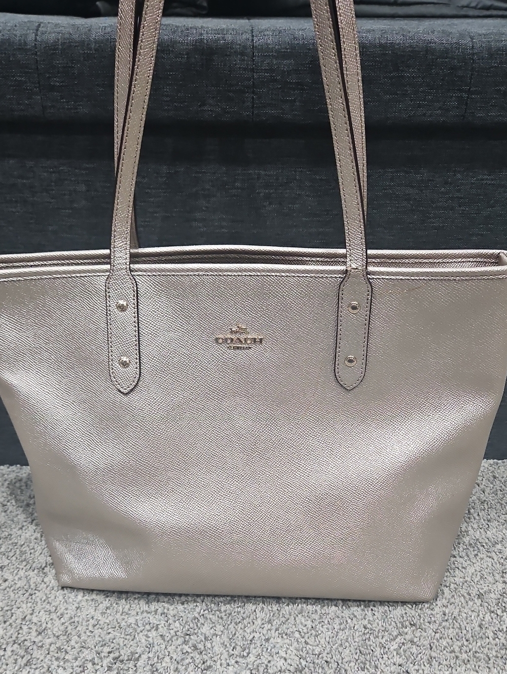 Coach Metallic Rose Gold Leather Tote